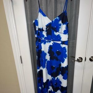 Banana Republic Blue Floral White Adjustable Straps Flowy Maxi Dress - New